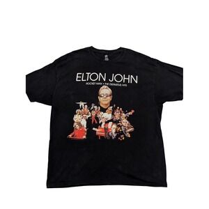 Elton John Rocket Man 2012 Tour Men's 2XL‎ Black Concert T-Shirt The Definitive